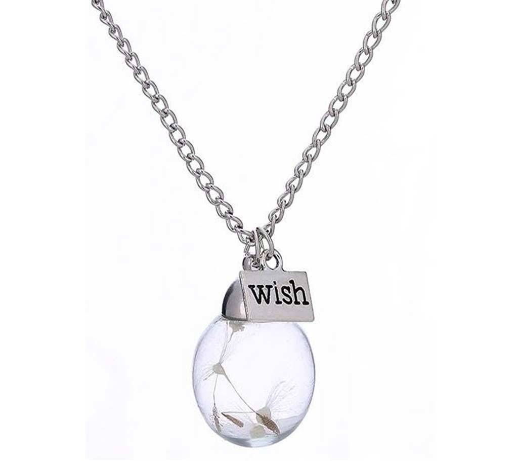 Crystal Ball Wish Noctilucence Dandelion Dried Flower Pendant Necklace