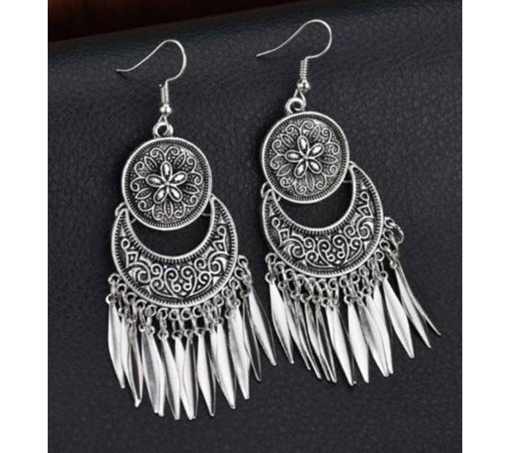 Metal Dreamcatcher  leaves  tassel Drop Earrings For women