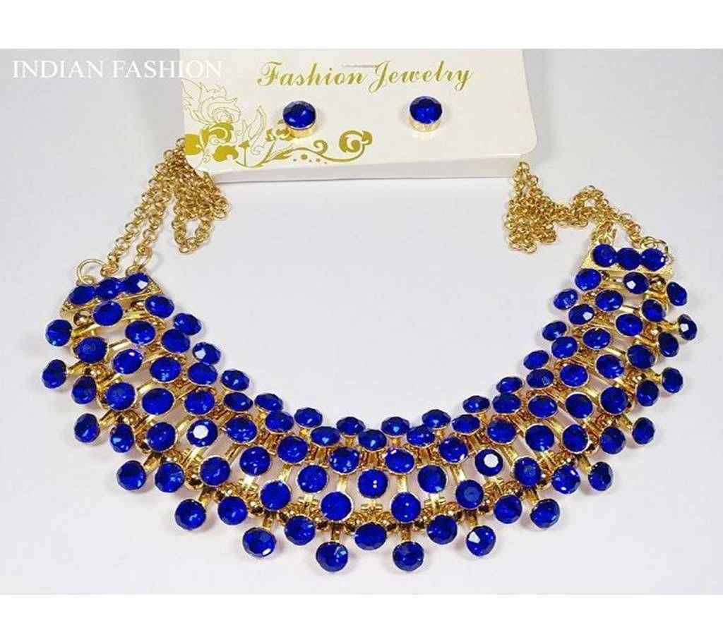 Gold plated Jewellery Set with Blue stone For Women  165  RPB