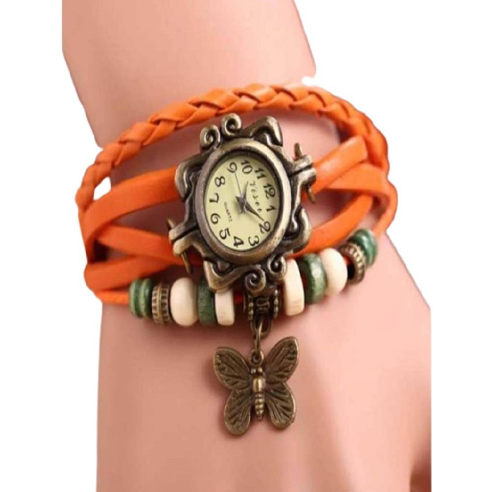 Bracelet Type Wrist Watch For Women-Orange