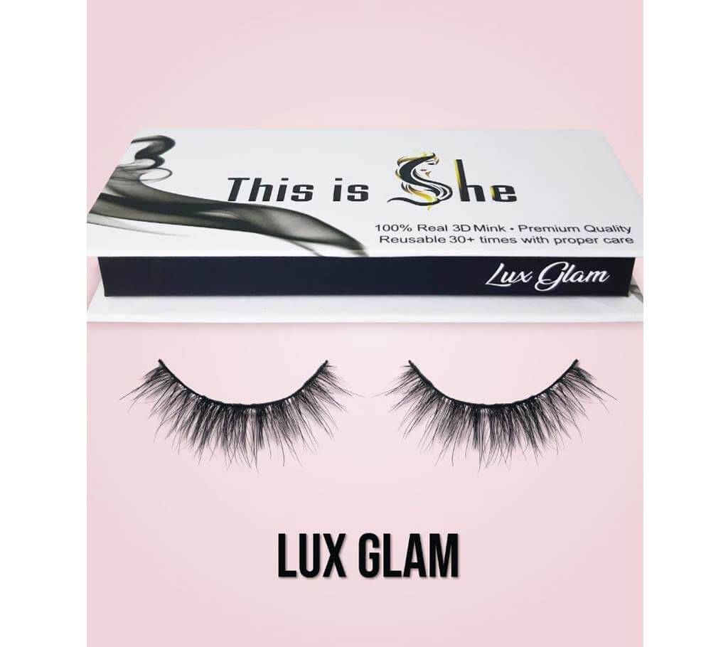 Eyelashes - This is She -- Lux Glam Real Mink Eye Lashes -Premium Quality Lash made from Korean Silk -1 pair- Canadian Brand