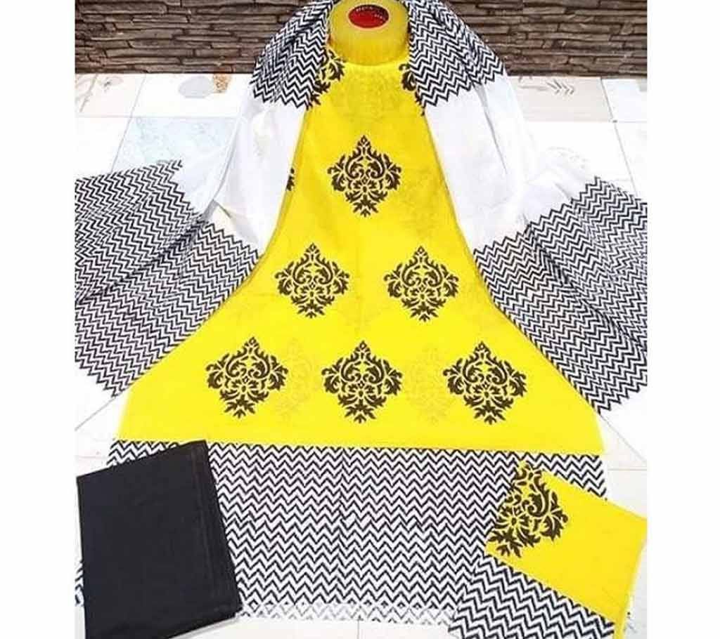 Deshi Cotton Unstitched Screen Printed 3Pcs - C87 - MHG