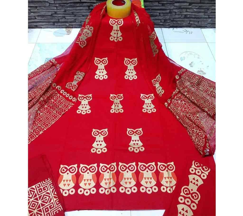 Deshi Cotton Unstitched Screen Printed 3Pcs - C64 - MHG