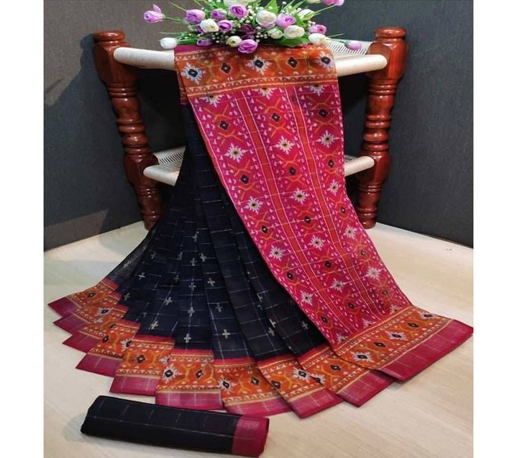 Ikkat Print Saree Indian Cotton with Blouse Piece