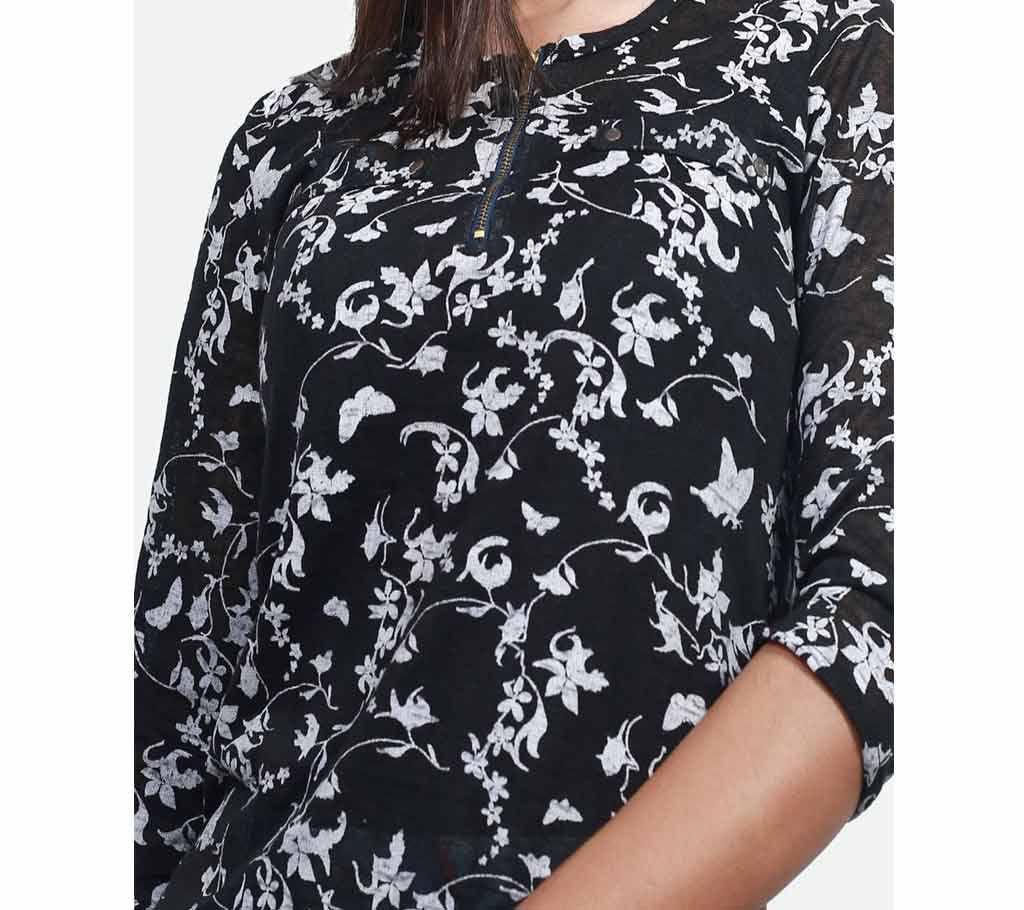 Ladies Cotton Full Sleeve Tops Black