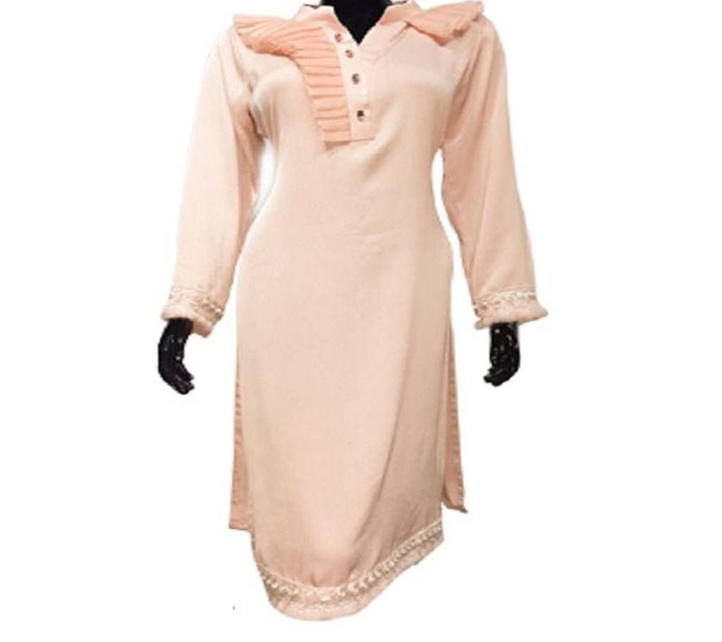 ECEV Pleted Neck Silk Kurti for Women