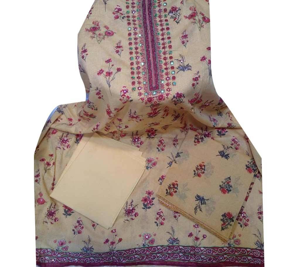 Unstitched cotton boutiques three piece 