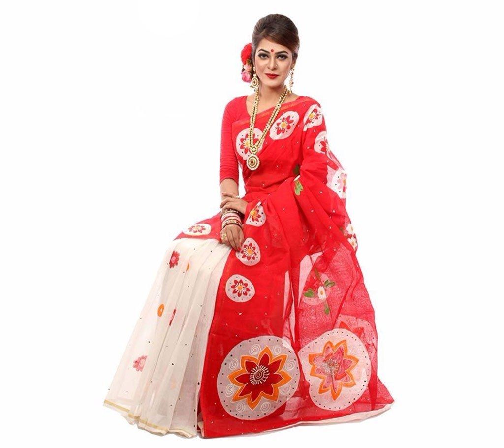Hand Printed Cotton Taant Saree