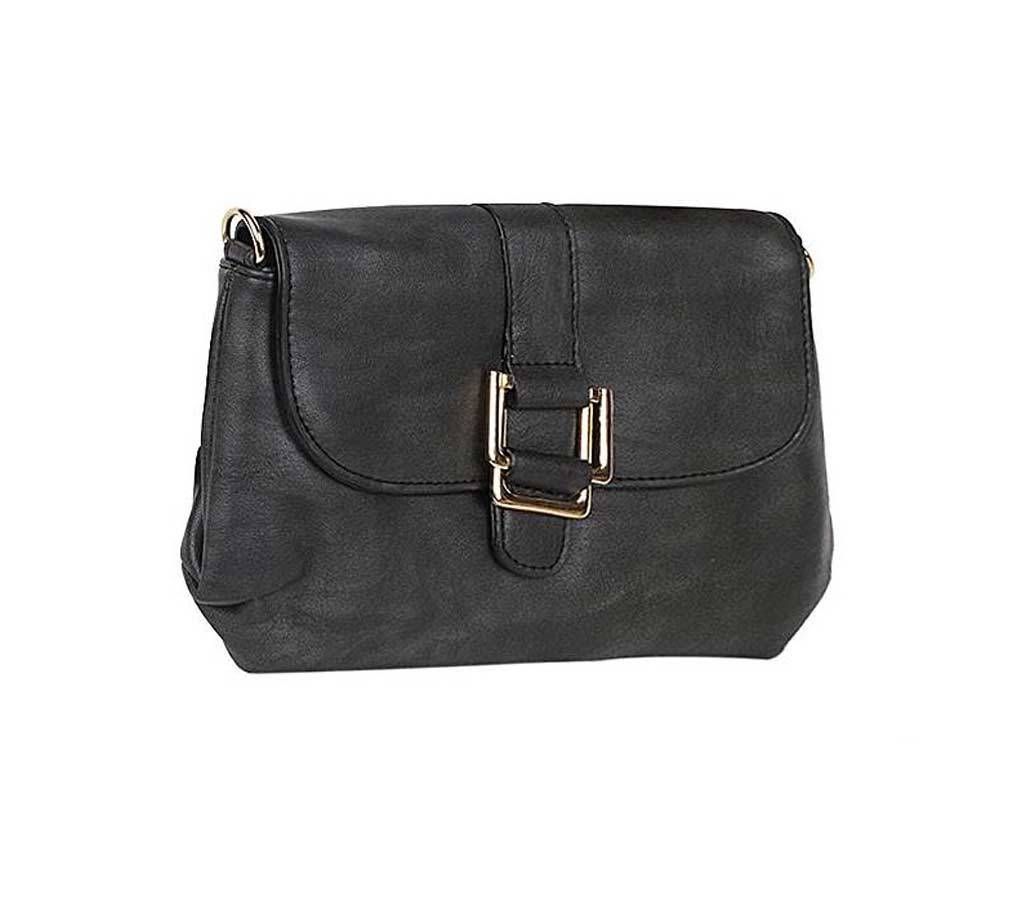 Artificial Leather Hand Bag For Ladies - Black