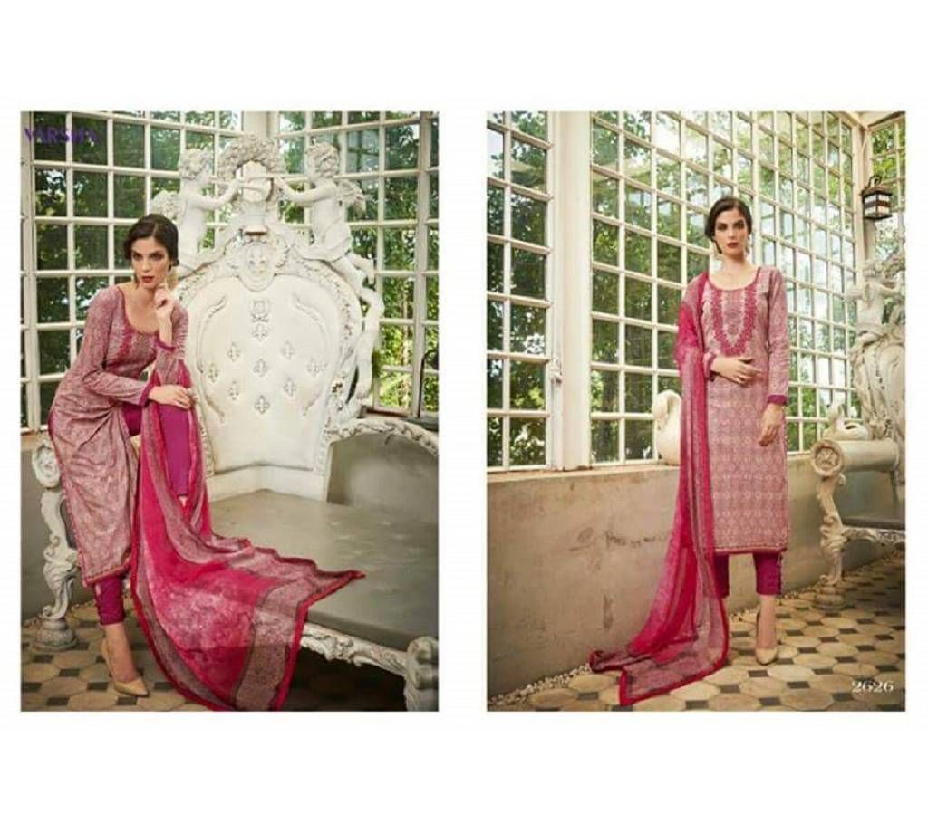 Christmas pink Cotton Unstitched Salwar Kameez for