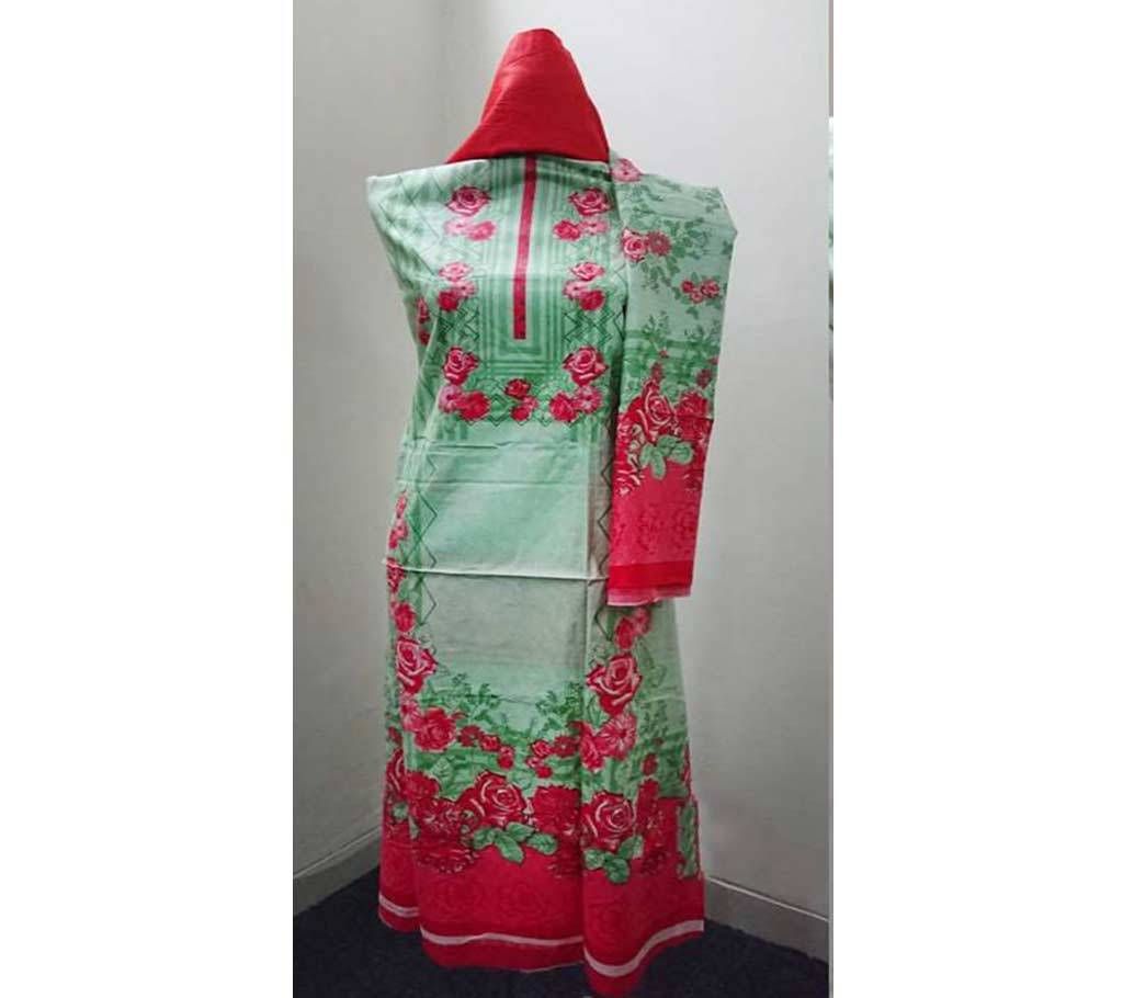Bombea lowbn D.NO-1414 Unstitched Cotton Three Piece