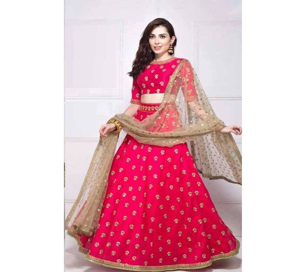 Semi Stitched Gorgeous Embroidery Georgette Anarkoli Lehenga - Copy