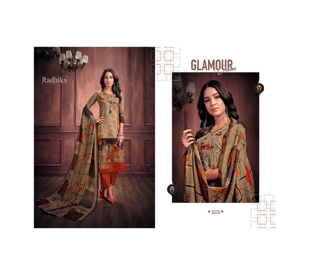 RADHIKA AZARA MUSSARET VOL 3 3010 Burly Wood Color Cotton Embroidery 3pc