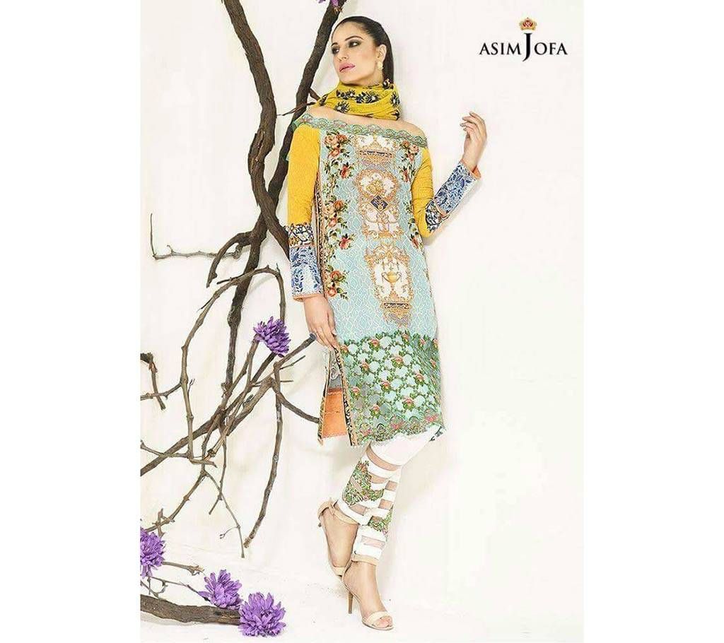 Asim Zofa un stitched cotton Pakistani Dress- copy 