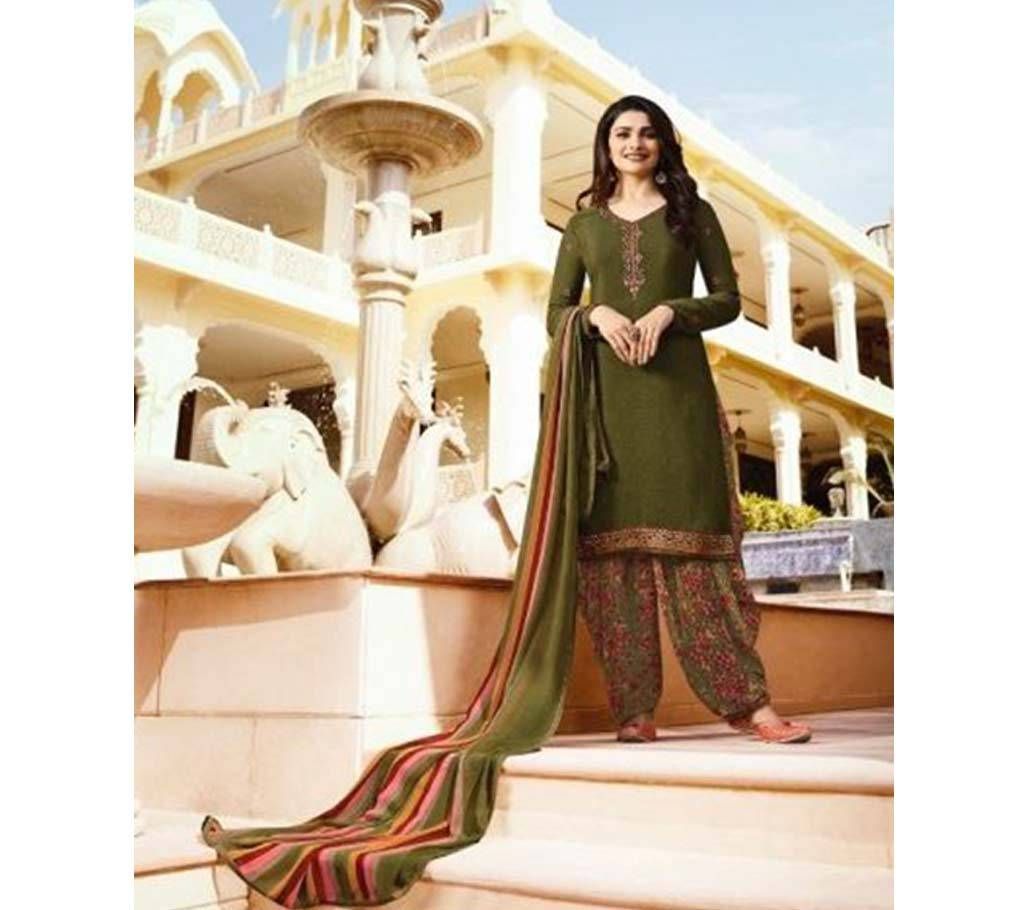 VINAY SILKINA ROYAL CREPE 16 PATIALA STYLE SALWAR KAMEEZ ( Dark Coffee) - Copy