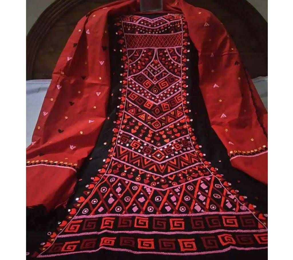 Ladies Unstitched Cotton Three Piece 