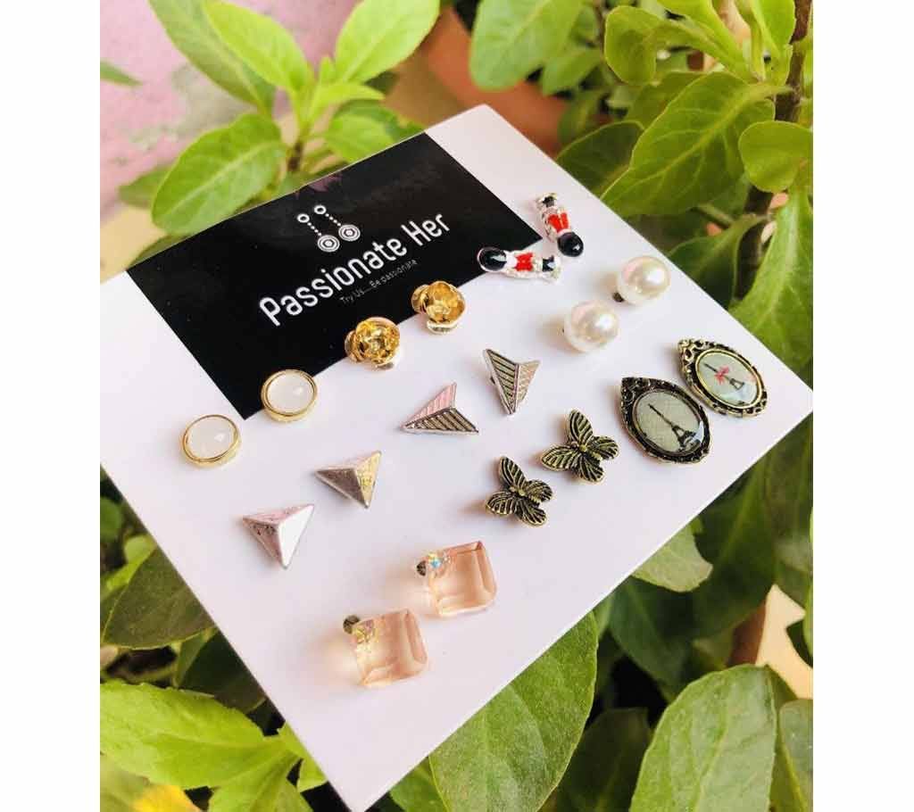 Women Earrings Set - 9 Pair 