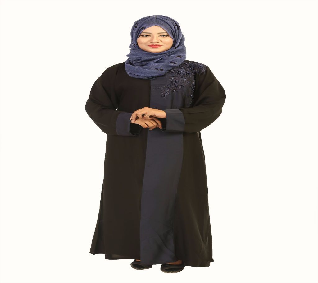 Women Stylish Gown  Black with Blue  RCF