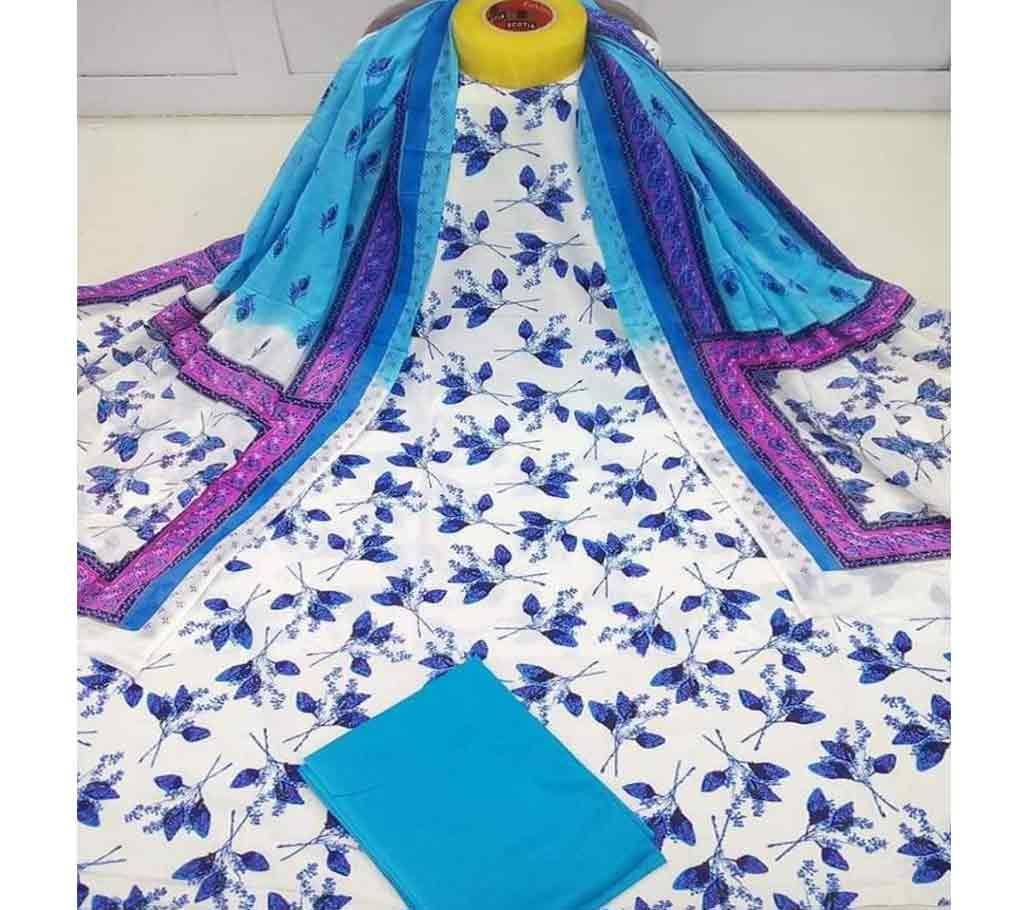 Unstitched Cotton Skin Printed Three Piece 