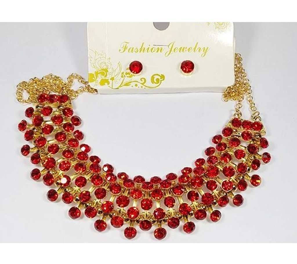 Gold plated Jewellery Set with Red stone For Women  164  RPB