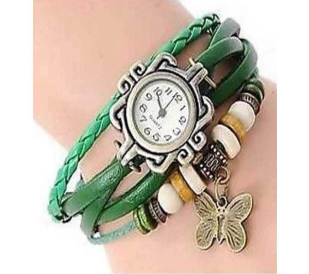 Bracelet Type Wrist Watch For Women-Green