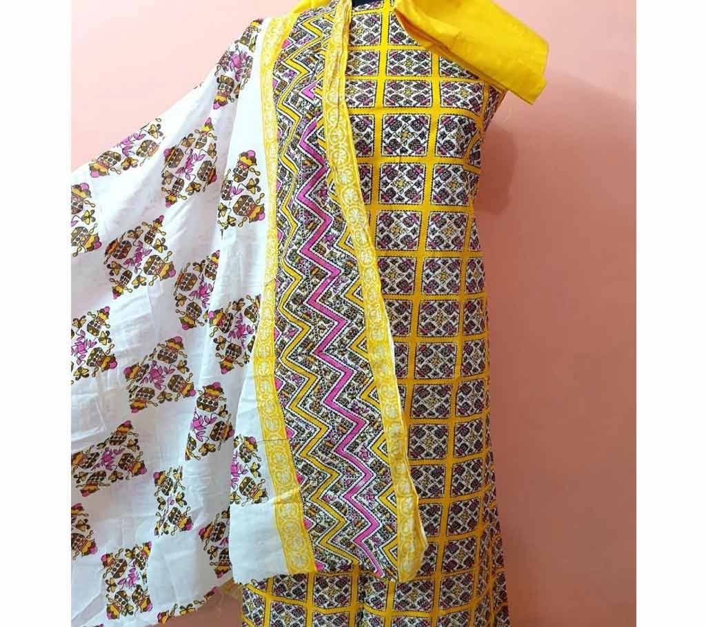 Screen Printed Organdy Cotton 3pcs 02 - Yellow - RTC