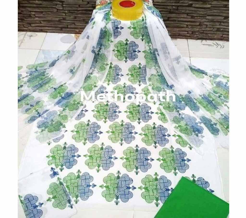 Deshi Cotton Unstitched Screen Printed 3Pcs - C86 - MHG
