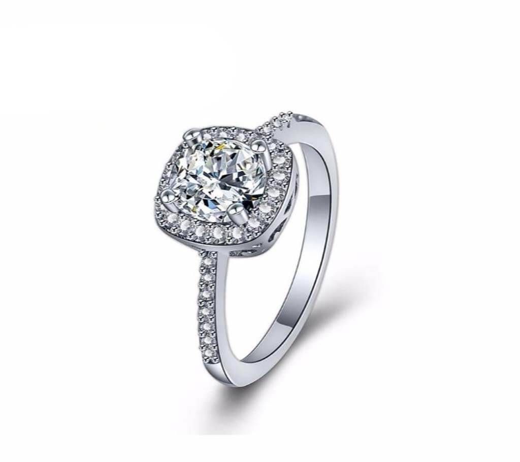 Zircon Stainless Steel Square Geometric Rings For Women