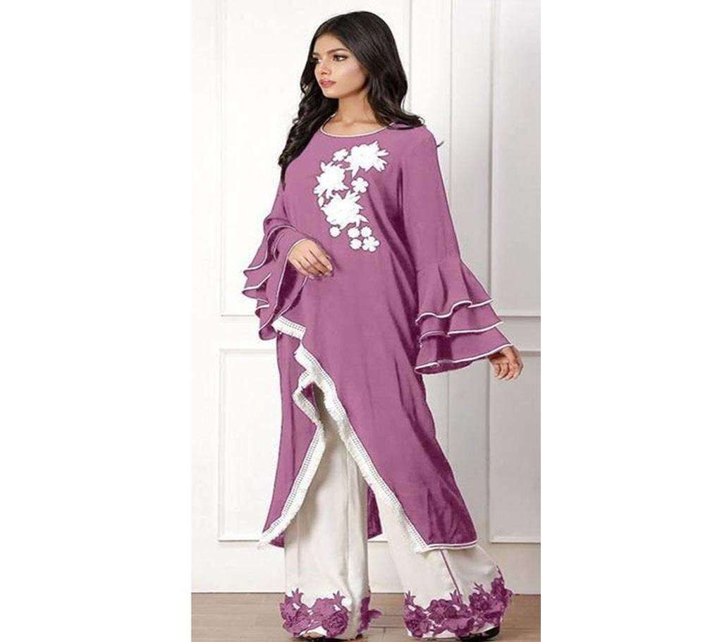 Light Magenta Stylish Luxury Tunic Long Kurti  & Palazzo