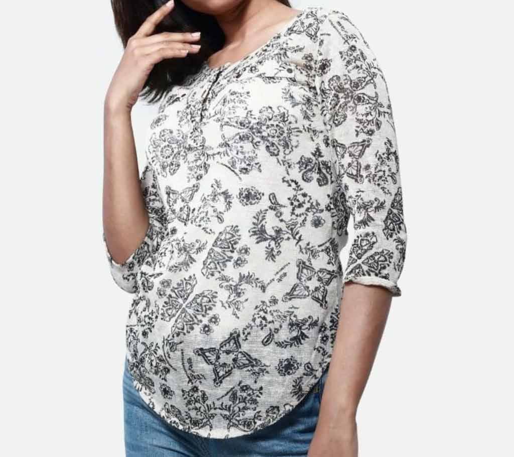 Ladies Cotton Full Sleeve Tops White