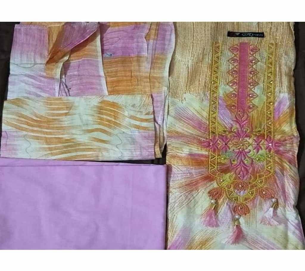 Unstitched Cotton Three Piece  07