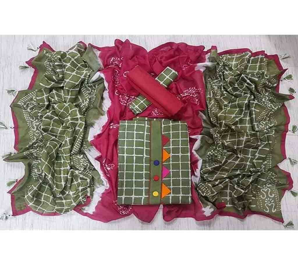 Unstitched Bexi Voil Leach Vegetable Batik Three Piece For Women-17