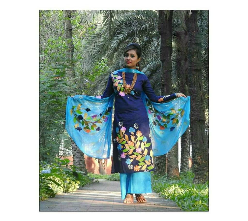 Unstitched Hand Painted Cotton Dress