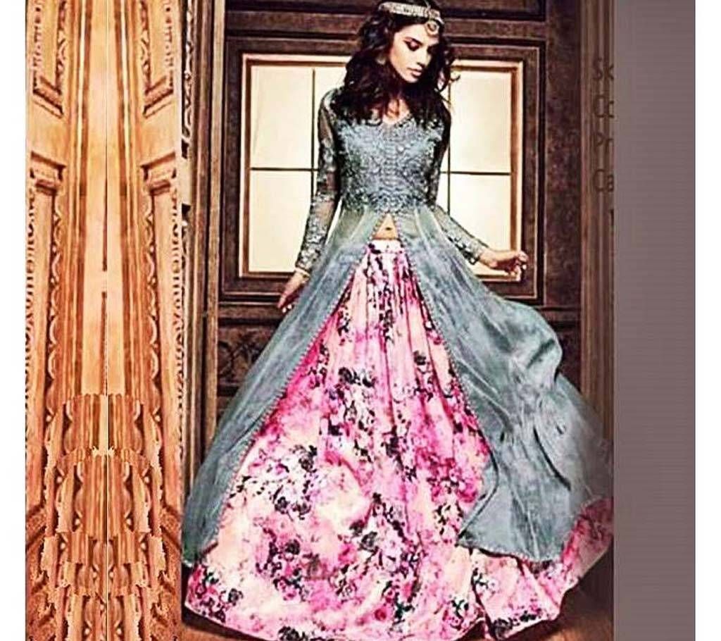 Gray and Pink Georgette Gown (Copy)