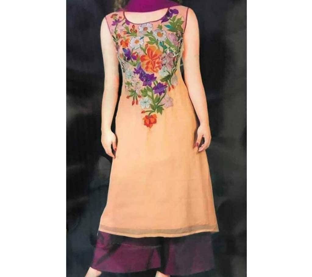 Unstitched Embroidery soft Georgette dress for woman nokshi 036