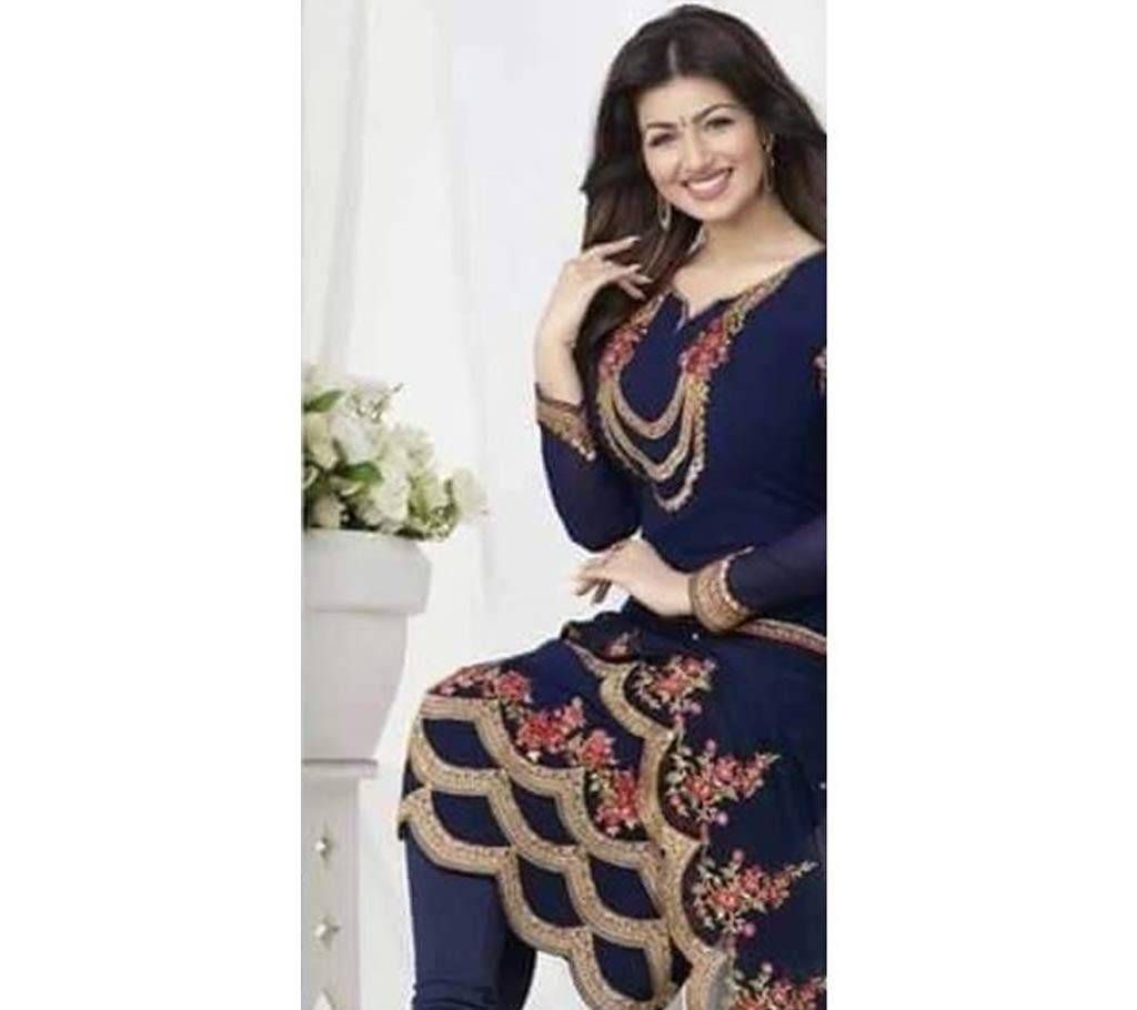 Unstitched Georgette Embroidery party Three piece 