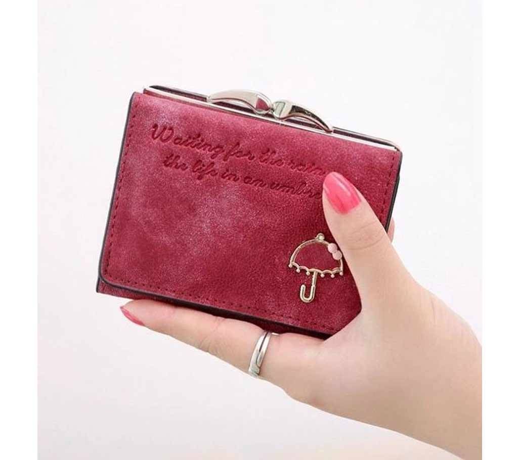 Logo PU leather 3 parts wallet and card holder (Red)