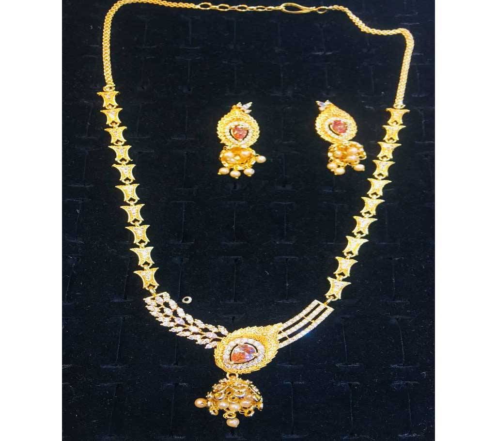 DAIMOND CUT Gold Plated Necklace & Earring  