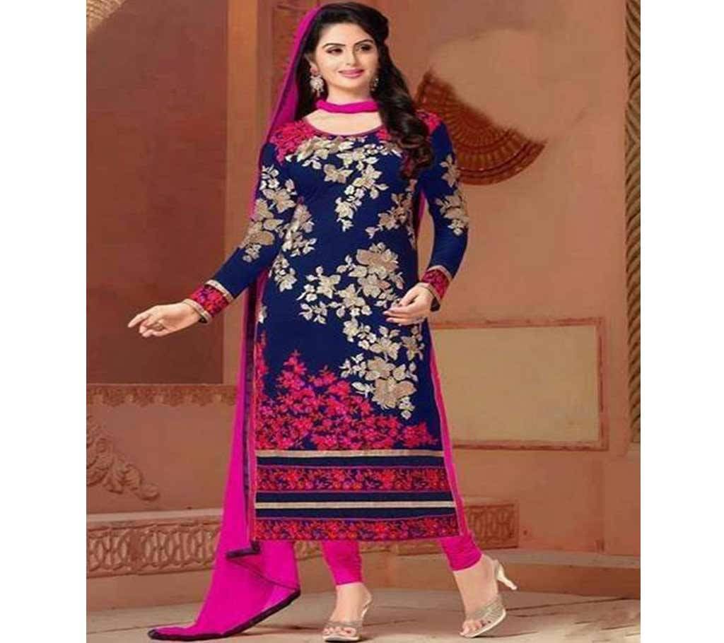 Unstitched block printed Rajdhani voyel cotton Salwar Kameez St block-328