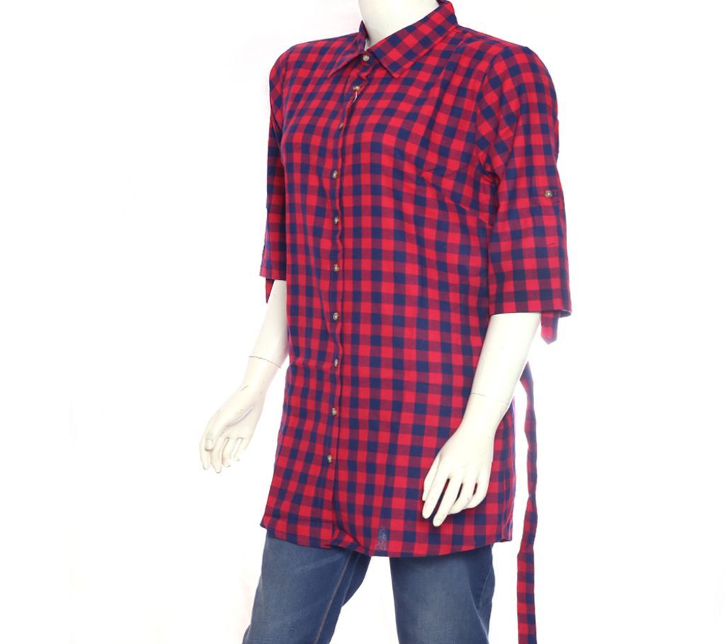 Red Cotton Tunic Top for Women-924