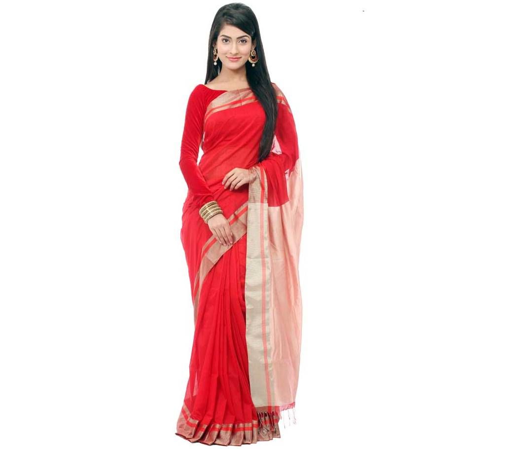 pure red muslin silk saree