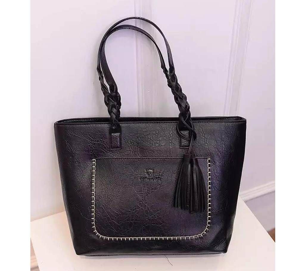 Women Artifical Leather Sidebag Handbag - Black - 1834