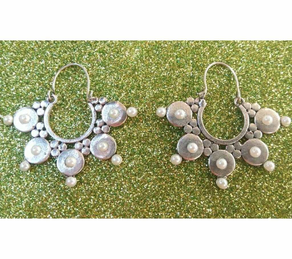 indian silver pearl settings earring 