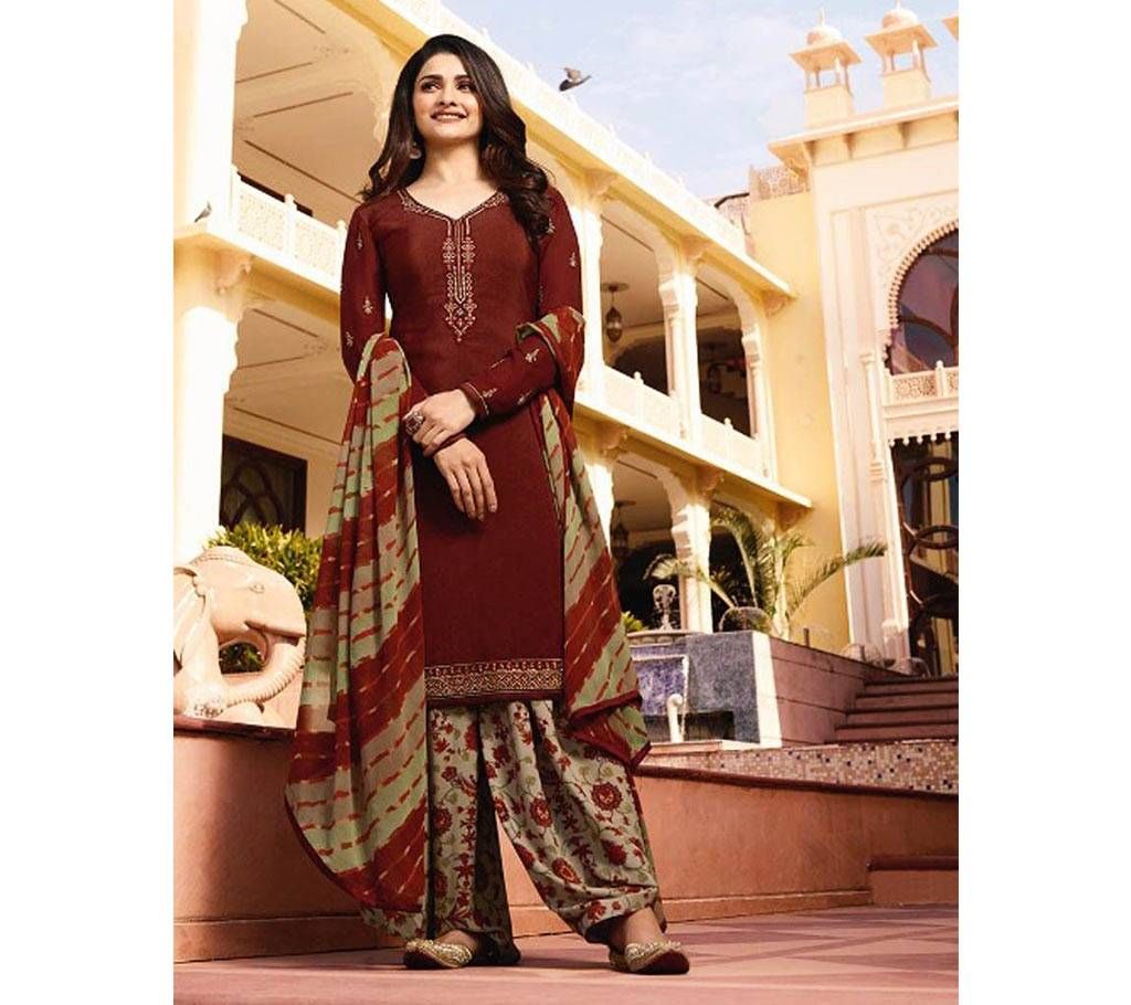 VINAY SILKINA ROYAL CREPE 16 PATIALA STYLE SALWAR KAMEEZ ( Brown)