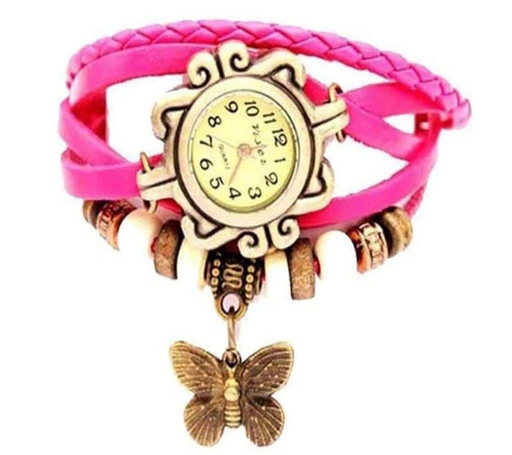 Bracelet Type Wrist Watch For Women-Pink