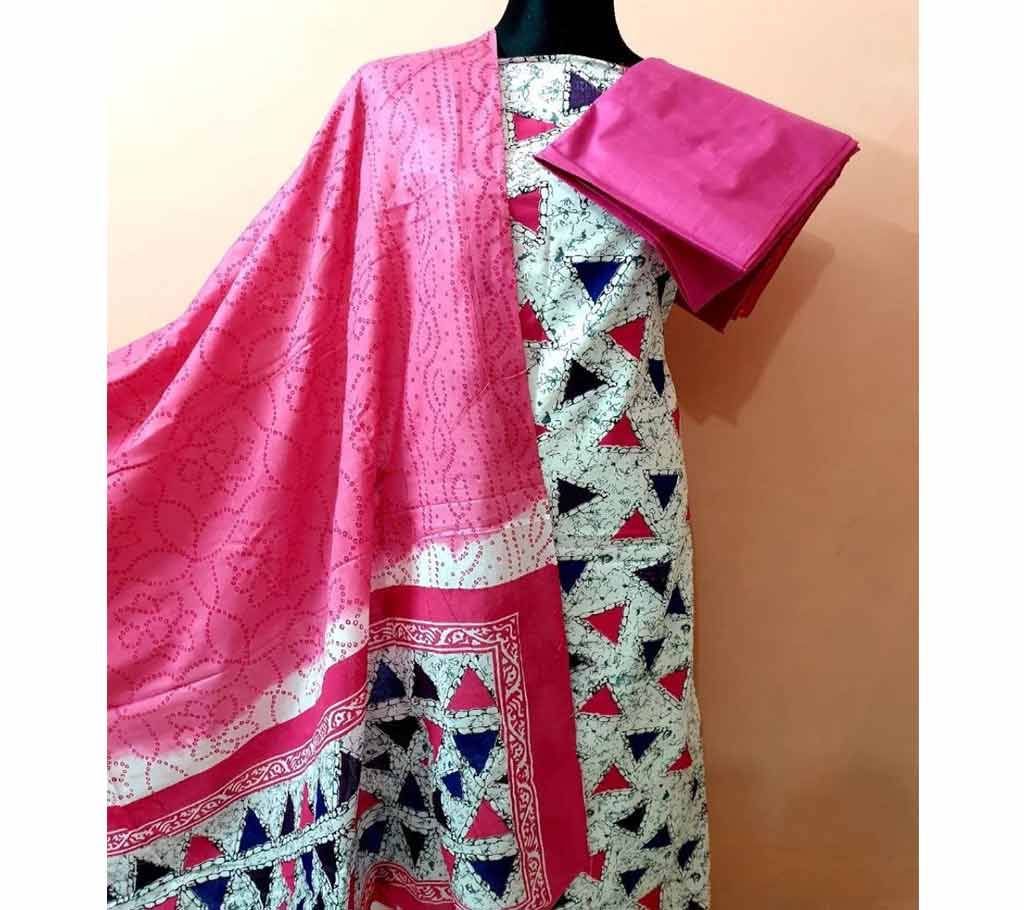 Screen Printed Organdy Cotton 3pcs 01 - Pink - RTC