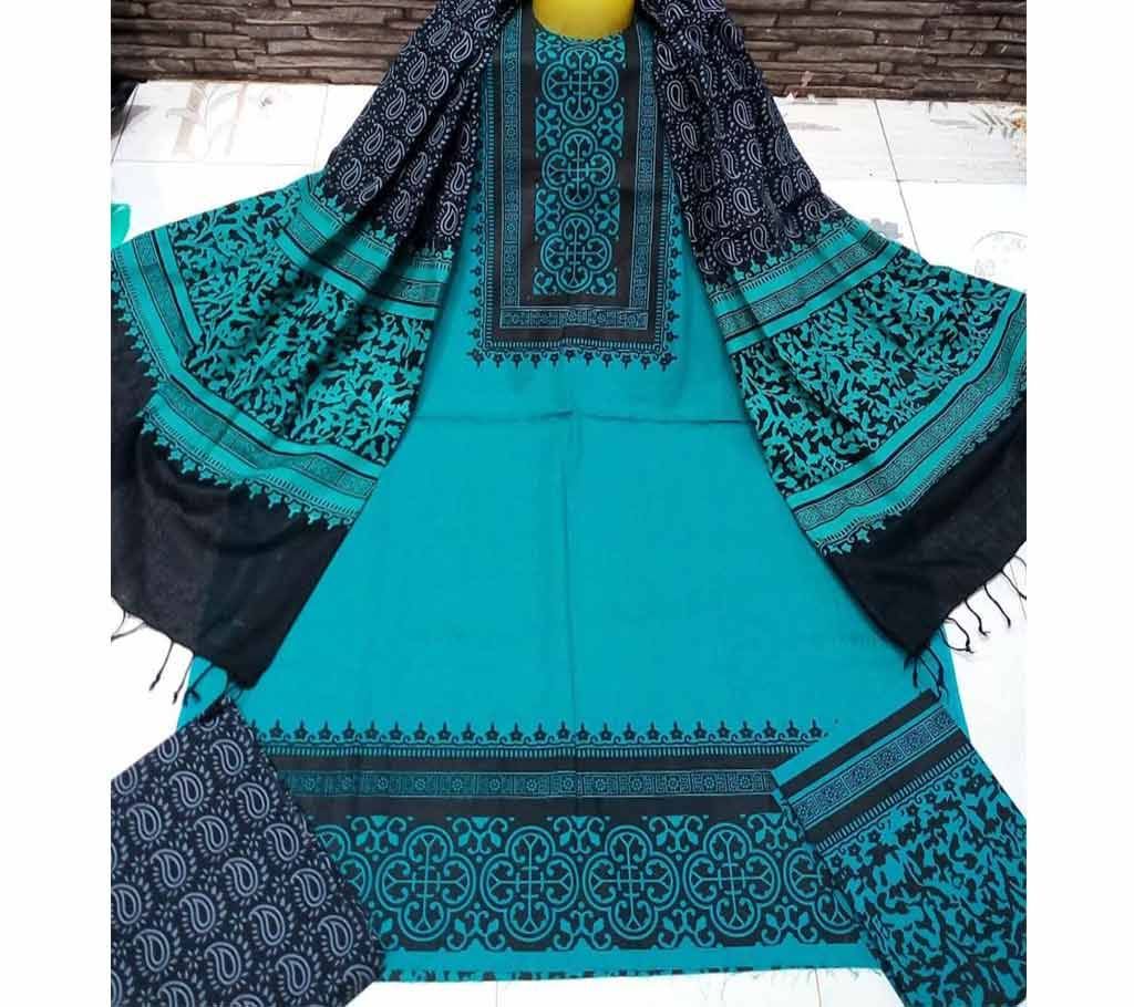 Deshi Cotton Unstitched Screen Printed 3Pcs - C85 - MHG