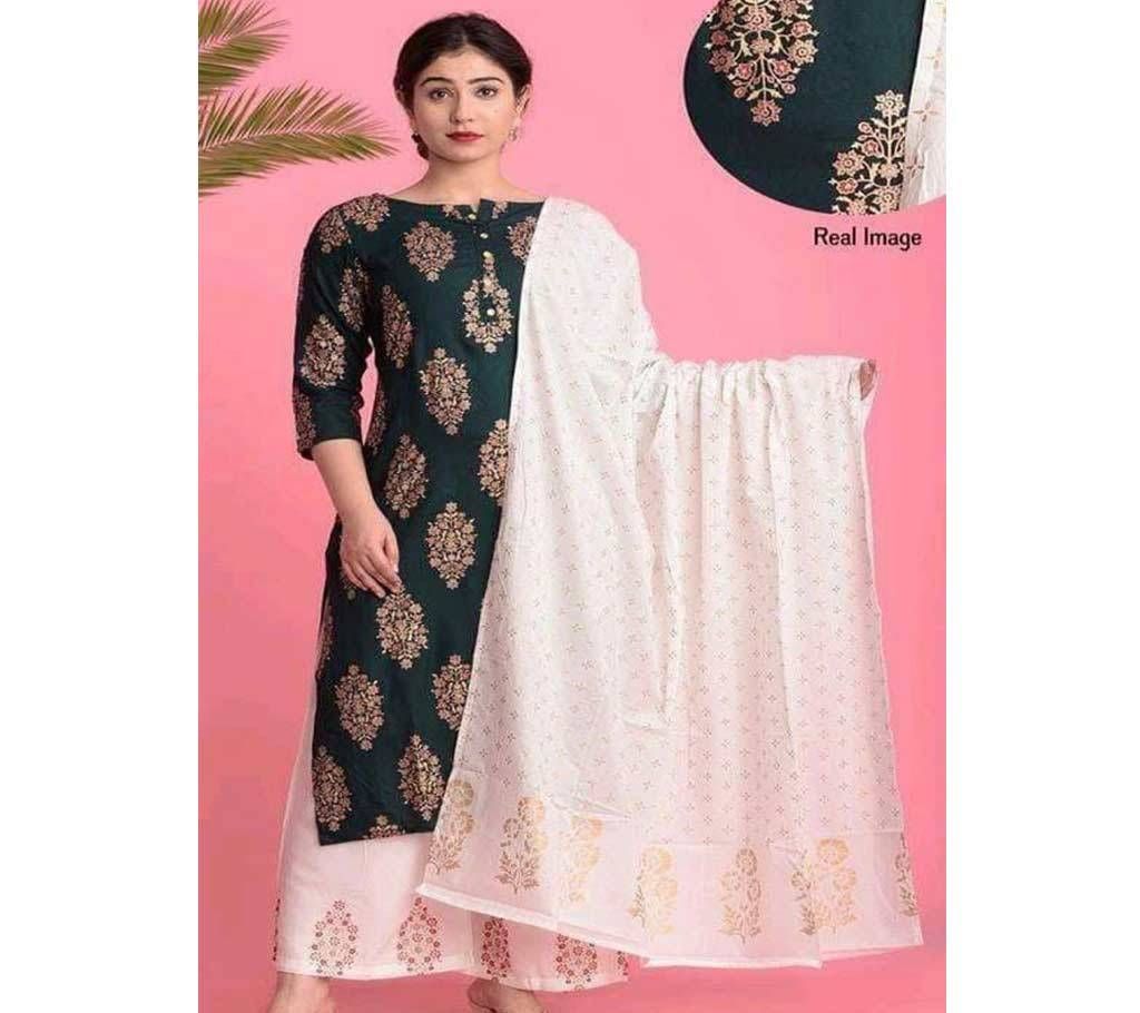 Unstitched Scren Printed Cotton Salwar Kameez For Women