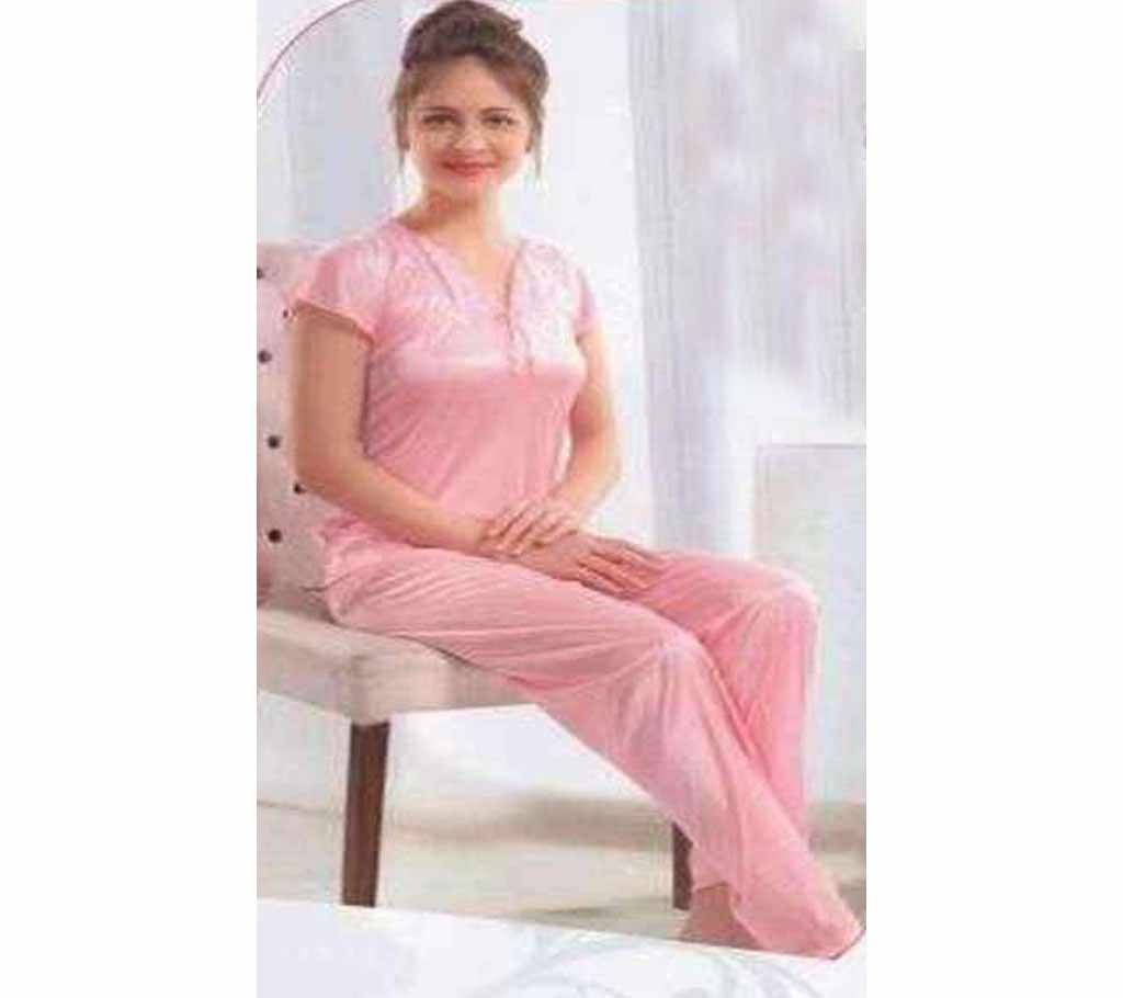 Fashionable Six Part Nighty-6444 Pink - 1pcs