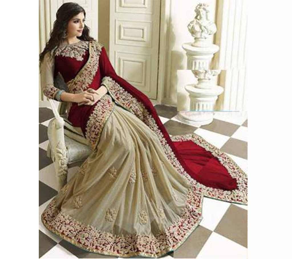 Indian red jorjet saree replica